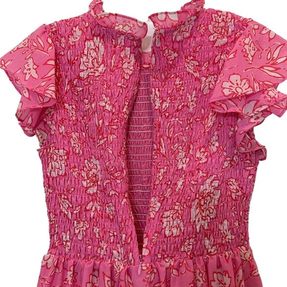 J.Marie The Rosie Ruched Smocked Mini Dress Pink Size XS - Picture 8 of 10